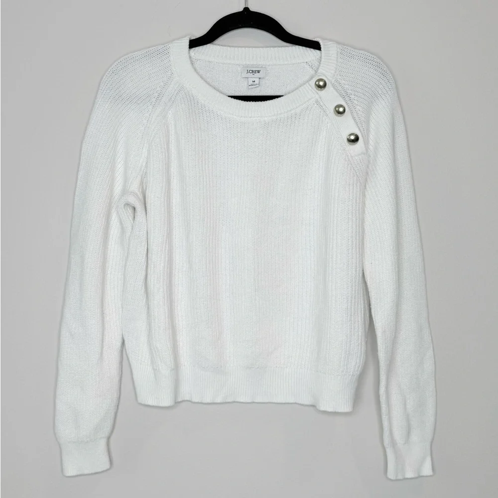 🔥J. Crew White Button-Detail Women's Sweater🔥